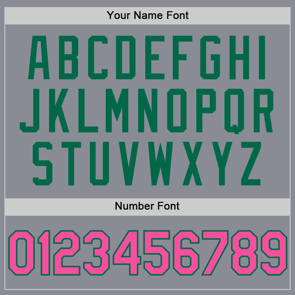 Custom Gray Pink-Kelly Green Bomber Full-Snap Varsity Letterman Two Tone Hoodie Jacket view 5