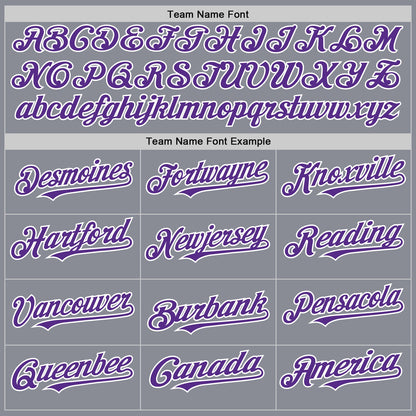 Custom Gray Purple-White Bomber Full-Snap Varsity Letterman Two Tone Hoodie Jacket view 4