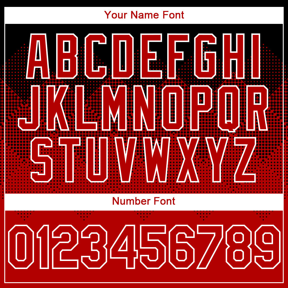 Custom Black Red-White Gradient Square Shape 3D Pattern Design Bomber Full-Snap Varsity Letterman Hoodie Jacket view 5