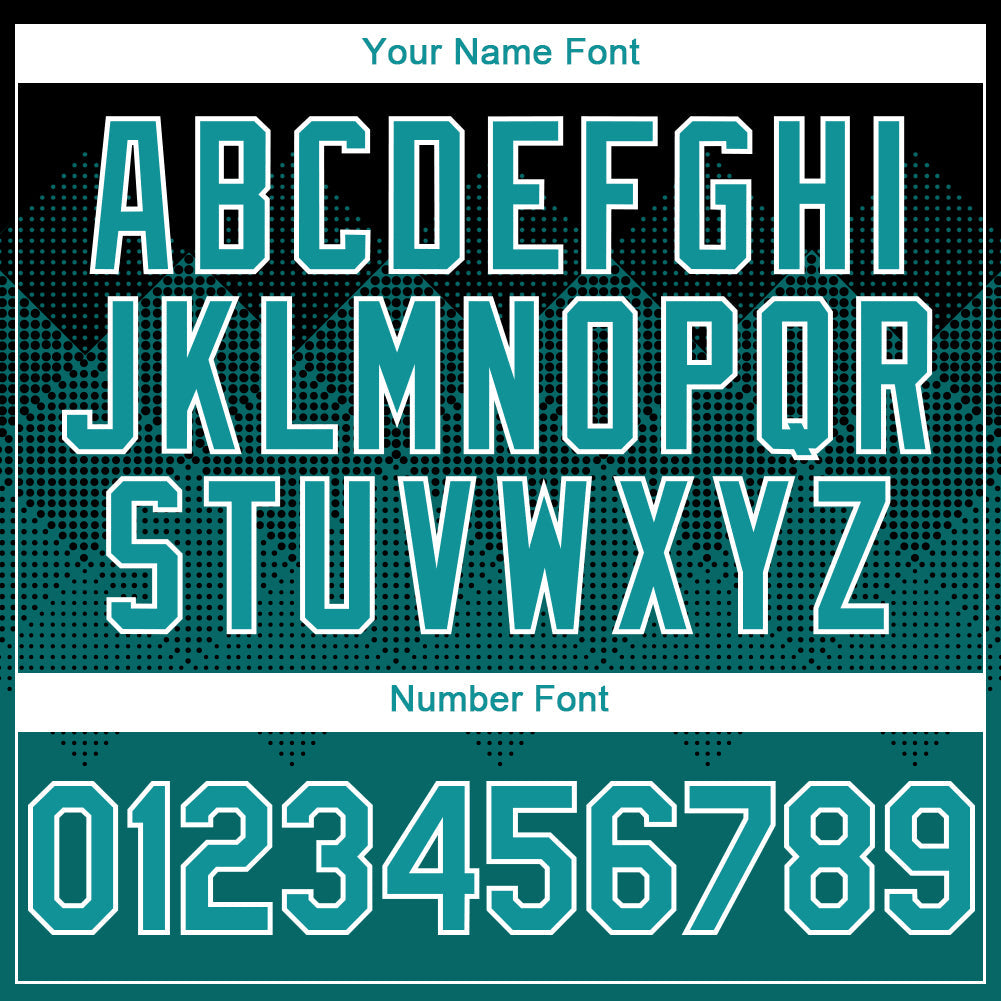 Custom Black Teal-White Gradient Square Shape 3D Pattern Design Bomber Full-Snap Varsity Letterman Hoodie Jacket view 5