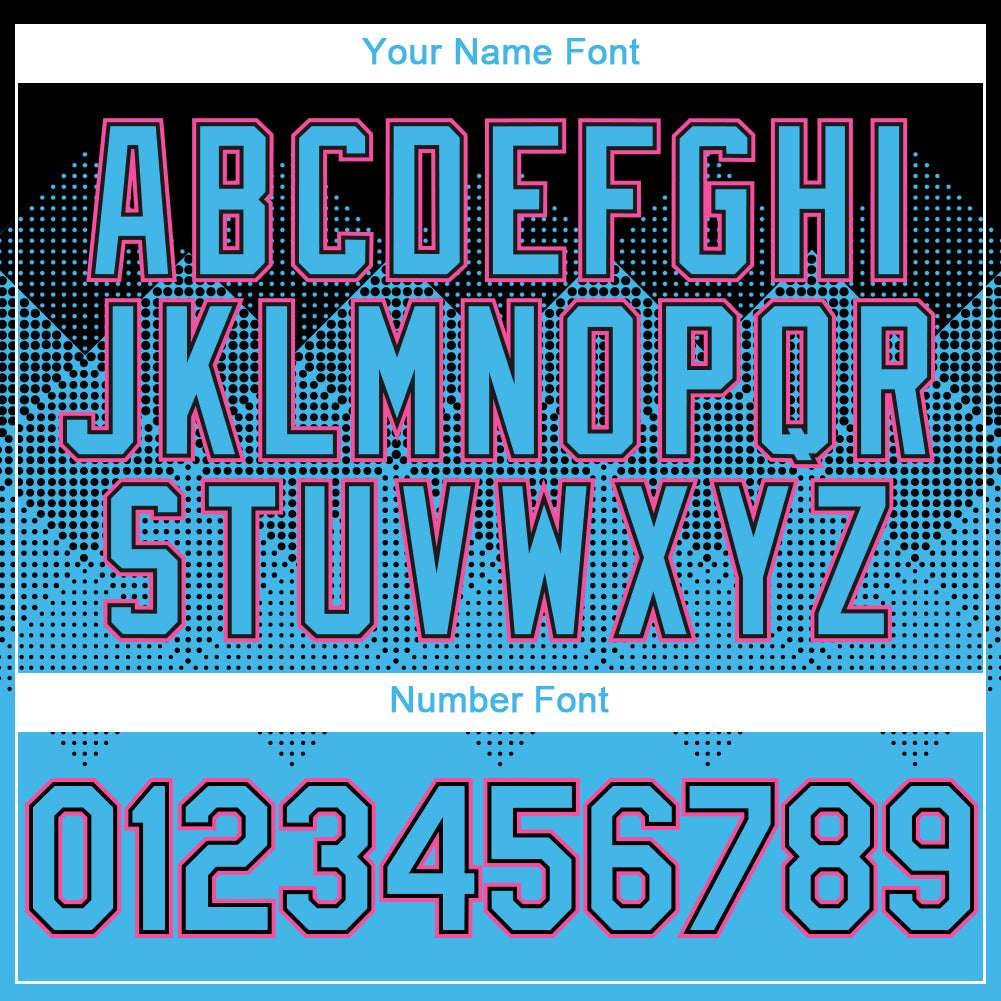Custom Black Sky Blue-Pink Gradient Square Shape 3D Pattern Design Bomber Full-Snap Varsity Letterman Hoodie Jacket view 5