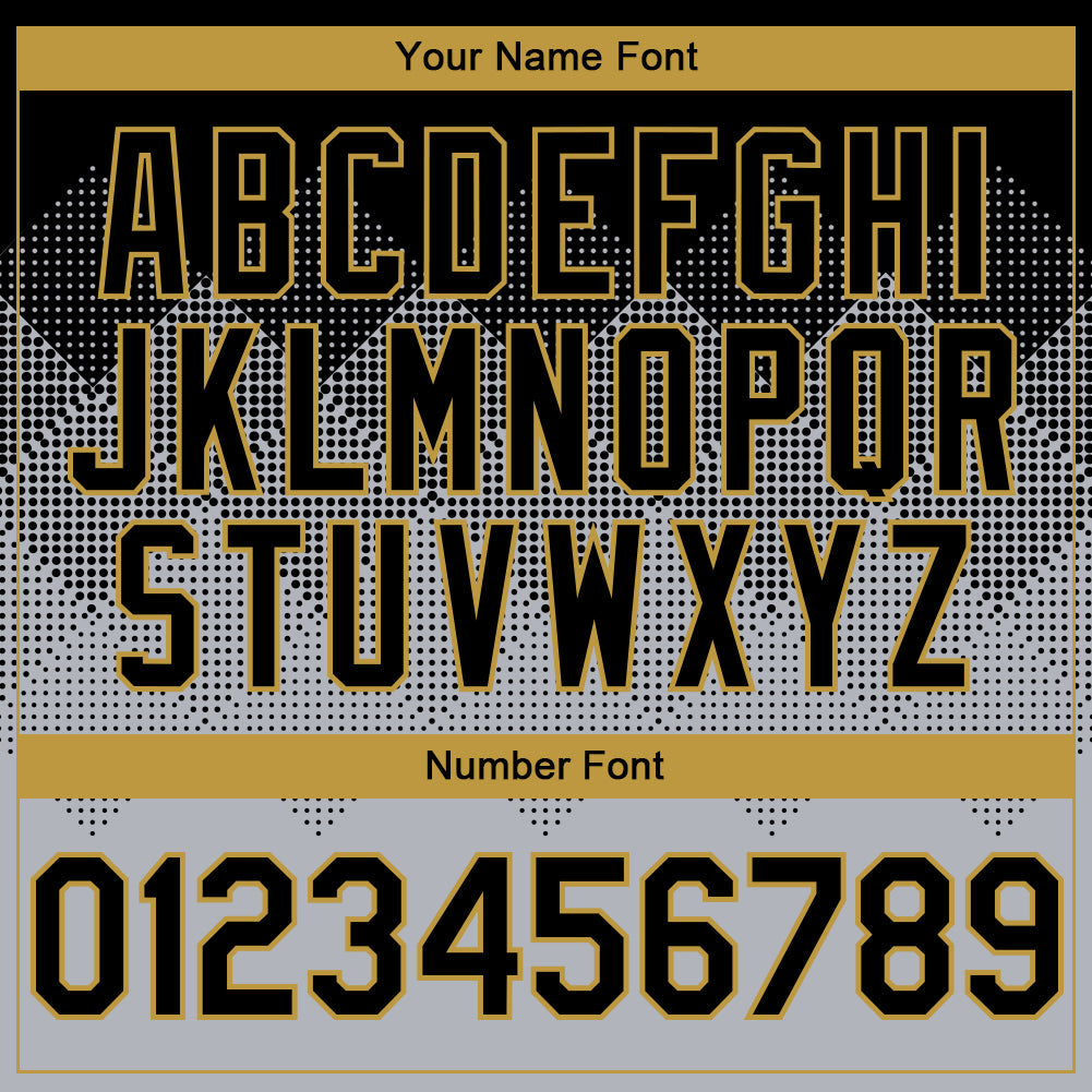 Custom Black Gray-Old Gold Gradient Square Shape 3D Pattern Design Bomber Full-Snap Varsity Letterman Hoodie Jacket view 5