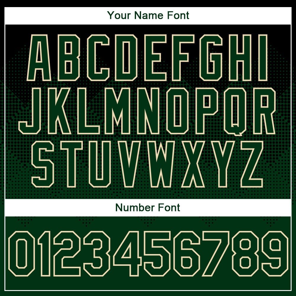 Custom Black Green-Cream Gradient Square Shape 3D Pattern Design Bomber Full-Snap Varsity Letterman Hoodie Jacket view 5