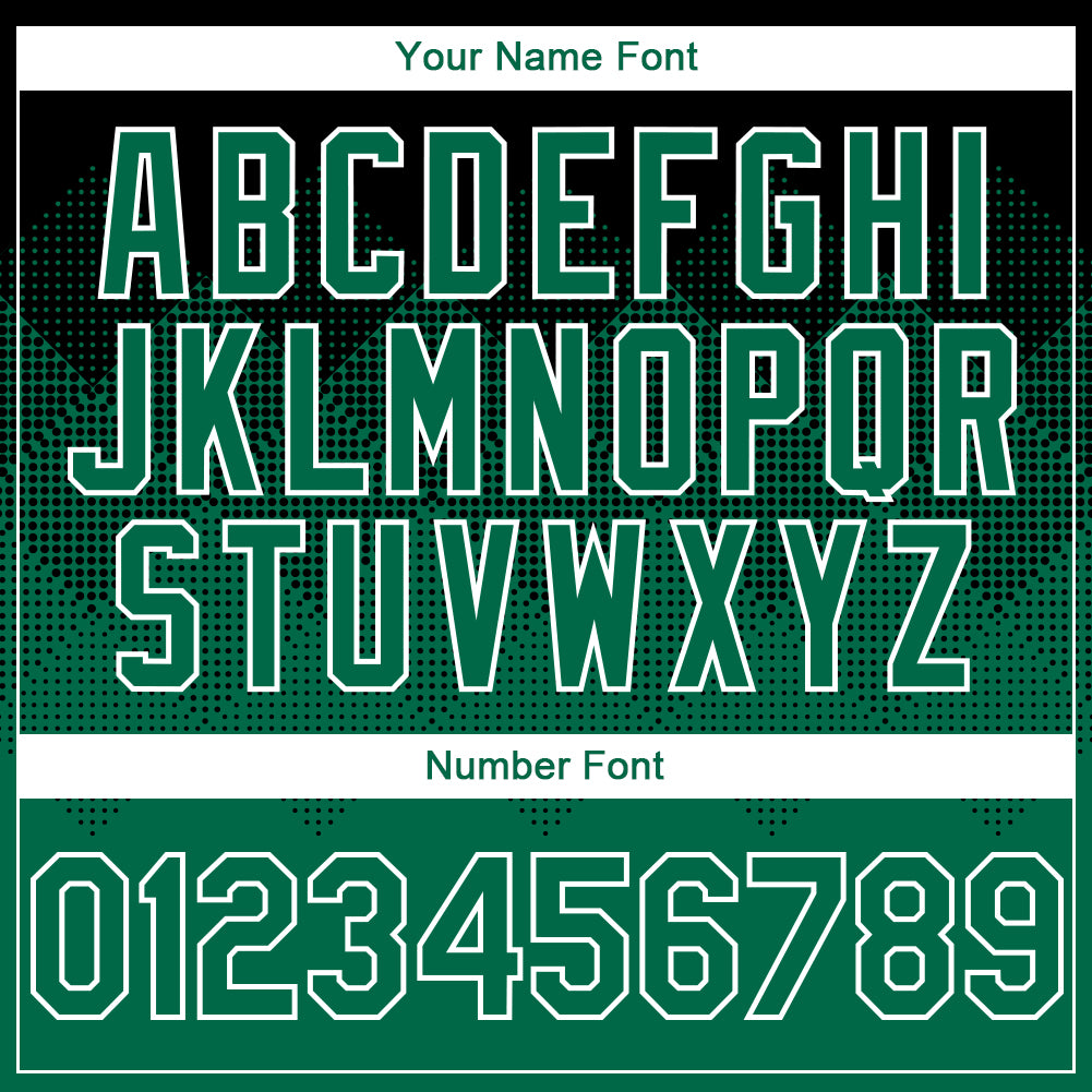 Custom Black Kelly Green-White Gradient Square Shape 3D Pattern Design Bomber Full-Snap Varsity Letterman Hoodie Jacket view 5
