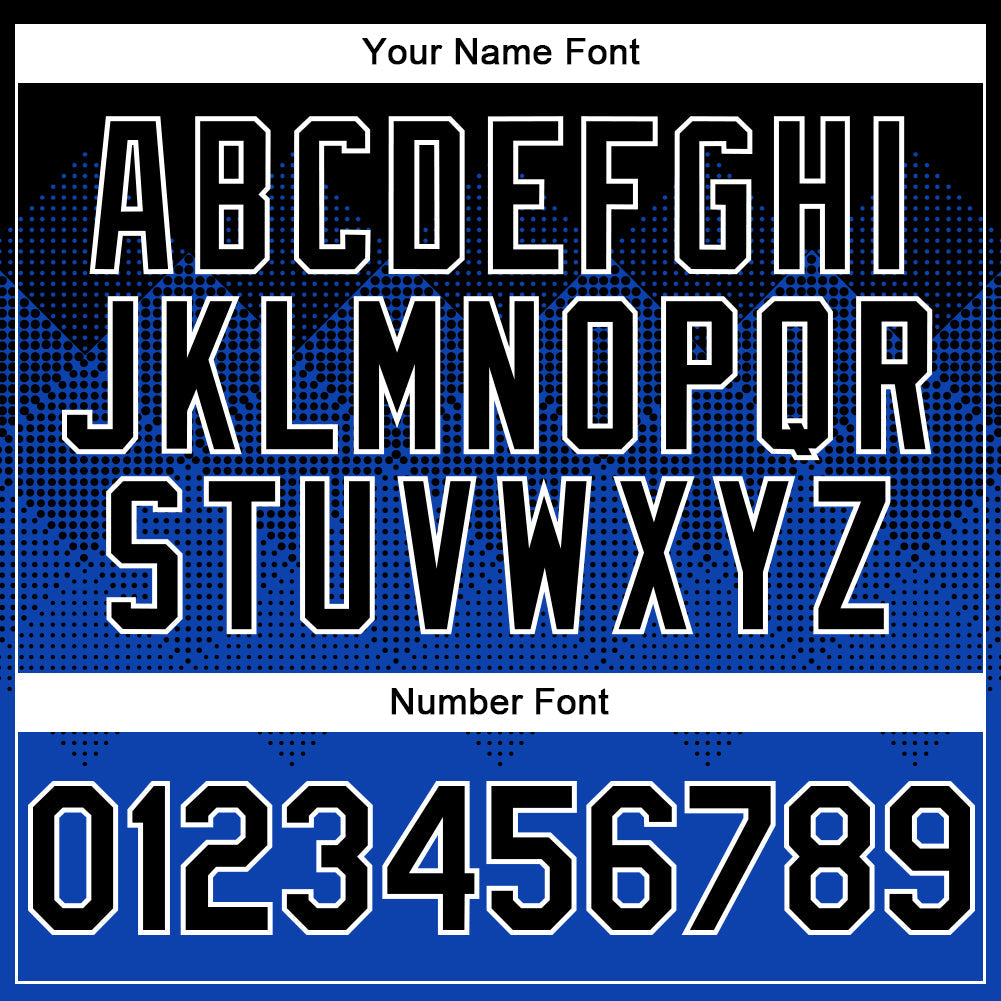 Custom Black Thunder Blue-White Gradient Square Shape 3D Pattern Design Bomber Full-Snap Varsity Letterman Hoodie Jacket view 5