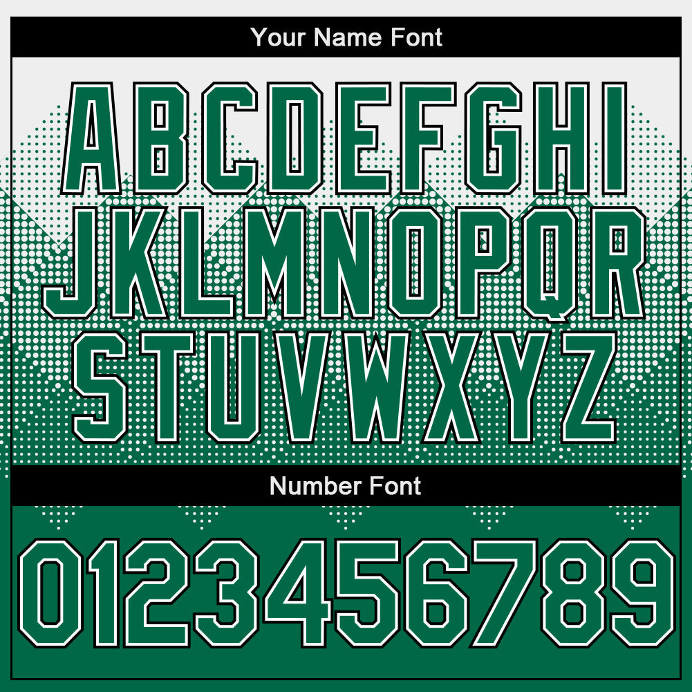 Custom White Kelly Green-Black Gradient Square Shape 3D Pattern Design Bomber Full-Snap Varsity Letterman Hoodie Jacket view 5