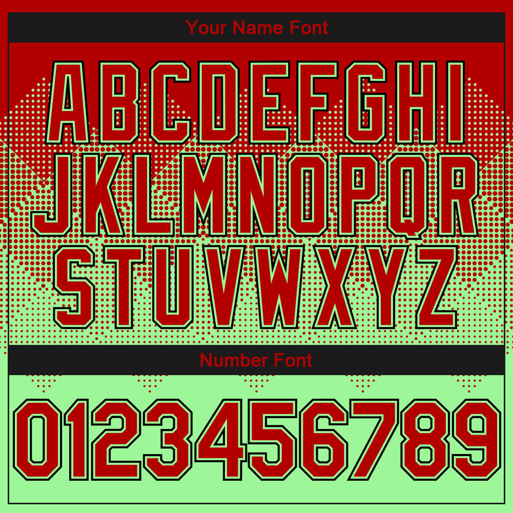 Custom Red Pea Green-Black Gradient Square Shape 3D Pattern Design Bomber Full-Snap Varsity Letterman Hoodie Jacket view 5