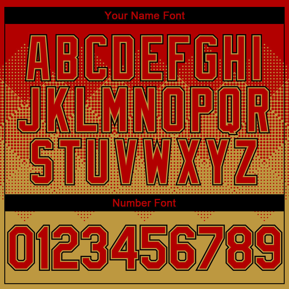 Custom Red Old Gold-Black Gradient Square Shape 3D Pattern Design Bomber Full-Snap Varsity Letterman Hoodie Jacket view 5