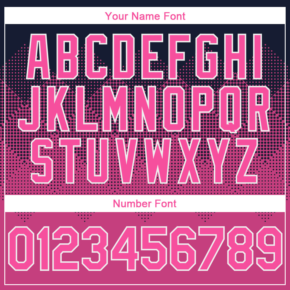 Custom Navy Pink-White Gradient Square Shape 3D Pattern Design Bomber Full-Snap Varsity Letterman Hoodie Jacket view 5