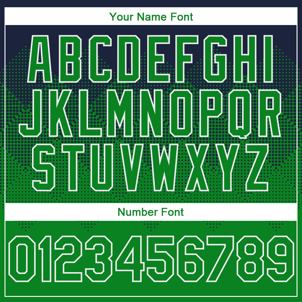 Custom Navy Grass Green-White Gradient Square Shape 3D Pattern Design Bomber Full-Snap Varsity Letterman Hoodie Jacket view 5