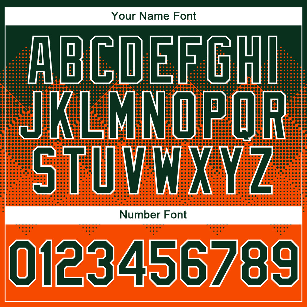 Custom Green Orange-White Gradient Square Shape 3D Pattern Design Bomber Full-Snap Varsity Letterman Hoodie Jacket view 5