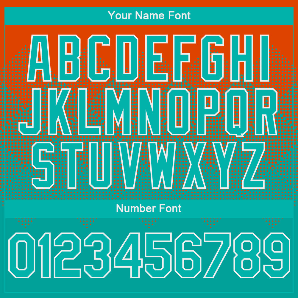 Custom Orange Aqua-White Gradient Square Shape 3D Pattern Design Bomber Full-Snap Varsity Letterman Hoodie Jacket view 5