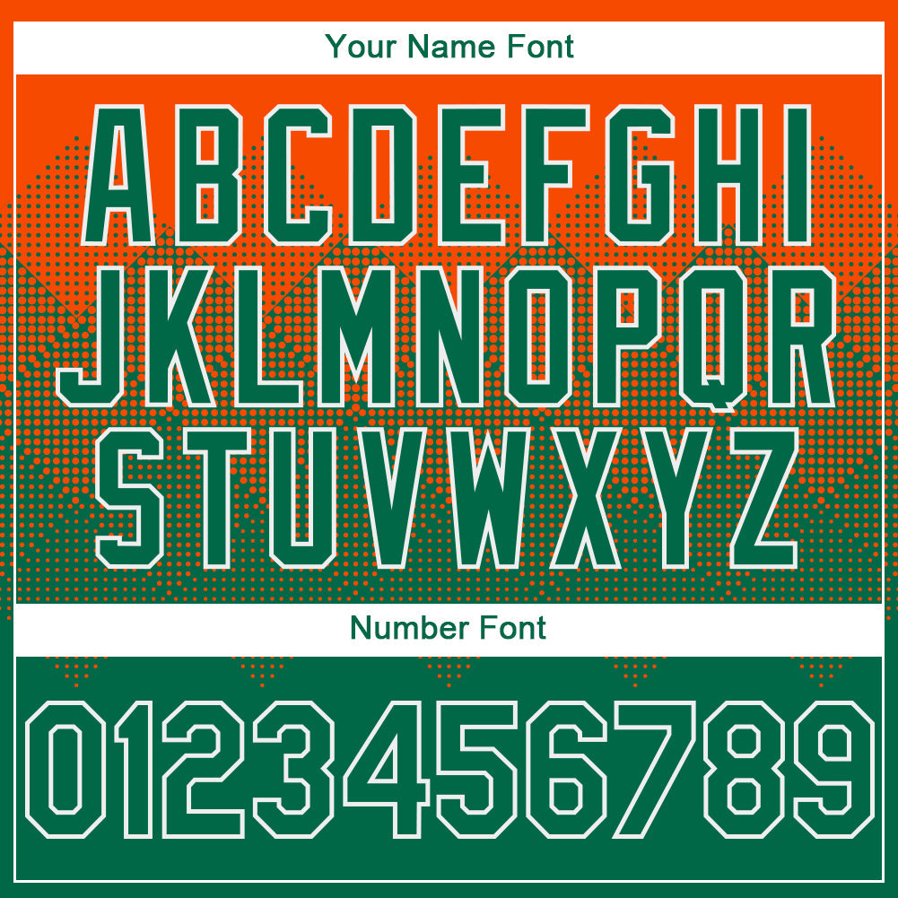 Custom Orange Kelly Green-White Gradient Square Shape 3D Pattern Design Bomber Full-Snap Varsity Letterman Hoodie Jacket view 5