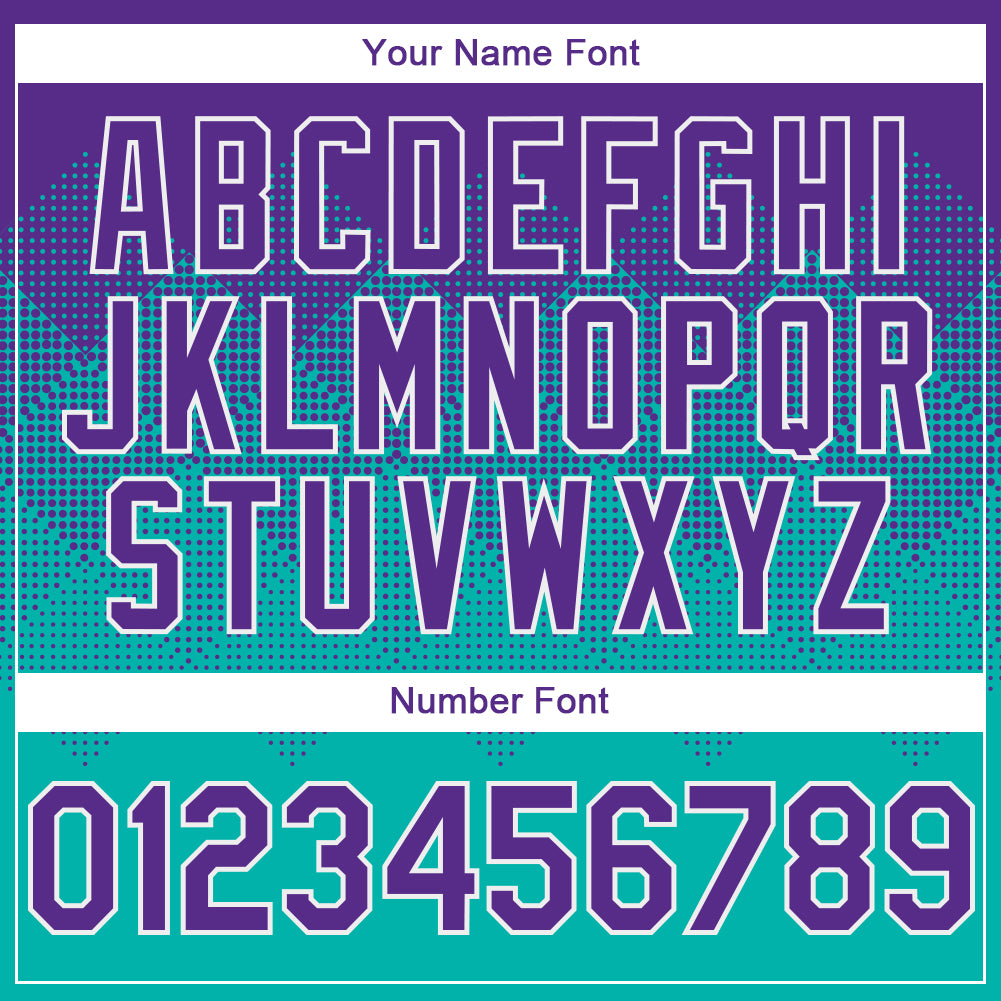Custom Purple Aqua-White Gradient Square Shape 3D Pattern Design Bomber Full-Snap Varsity Letterman Hoodie Jacket view 5