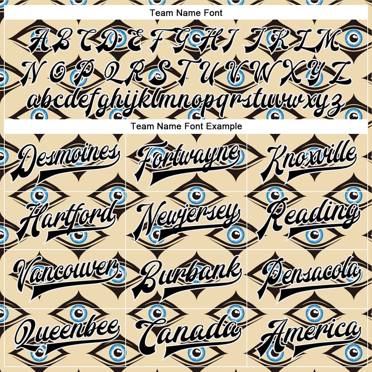 Custom Cream Black-White Evil Eyes 3D Pattern Design Bomber Full-Snap Varsity Letterman Jacket view 6