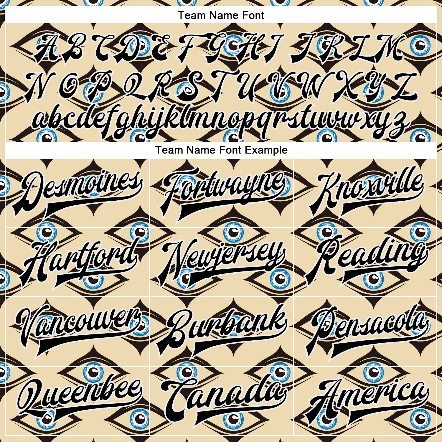 Custom Cream Black-White Evil Eyes 3D Pattern Design Bomber Full-Snap Varsity Letterman Jacket view 6