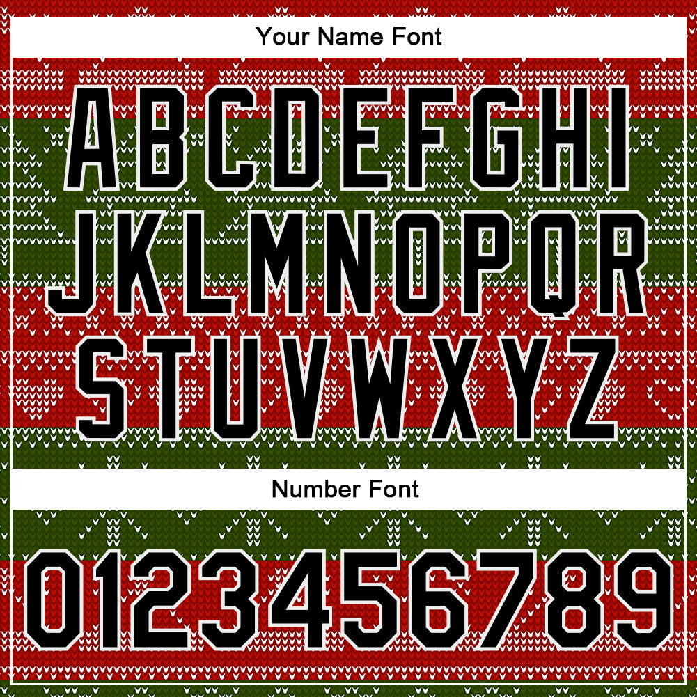 Custom Red Black-Green Christmas 3D Bomber Full-Snap Varsity Letterman Jacket view 7