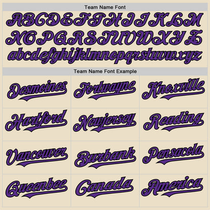 Custom Cream Purple Black-White Bomber Full-Snap Varsity Letterman Hoodie Jacket view 4