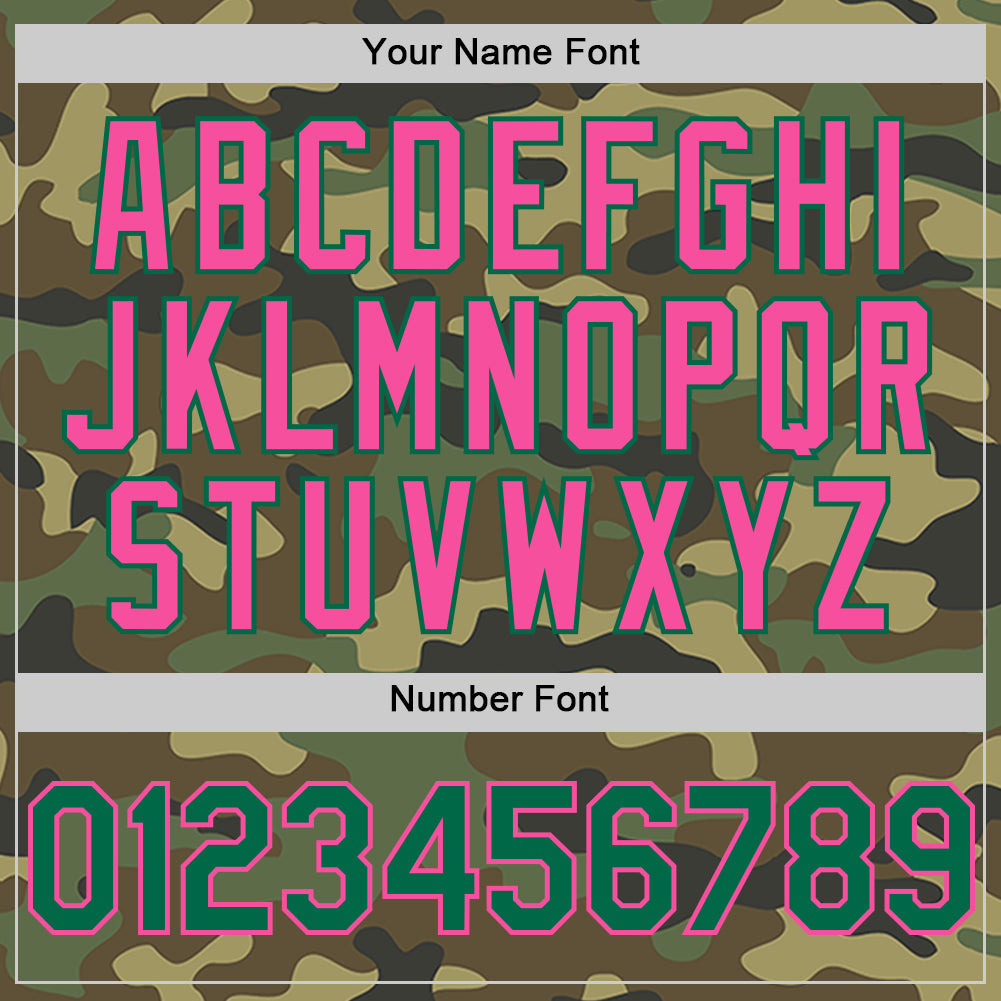 Custom Camo Kelly Green-Pink Bomber Full-Snap Varsity Letterman Salute To Service Hoodie Jacket view 5