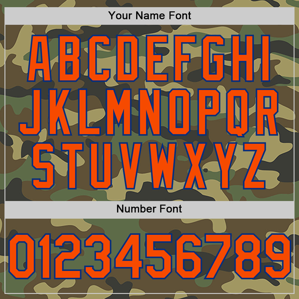 Custom Camo Orange-Royal Bomber Full-Snap Varsity Letterman Salute To Service Hoodie Jacket view 5