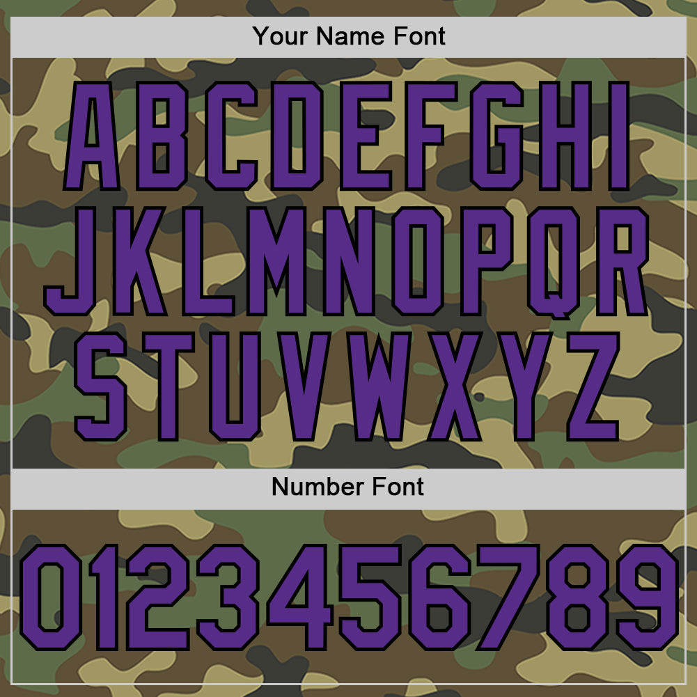 Custom Camo Purple-Black Bomber Full-Snap Varsity Letterman Salute To Service Hoodie Jacket view 5