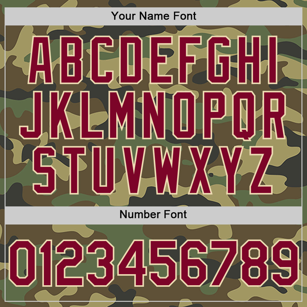 Custom Camo Maroon-Cream Bomber Full-Snap Varsity Letterman Salute To Service Hoodie Jacket view 5