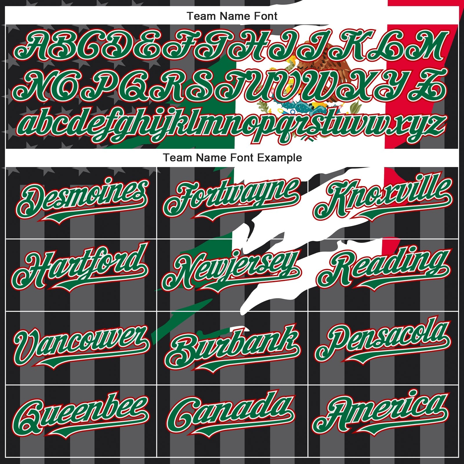 Custom Black Kelly Green Red-Gray Mexico Mexican Flag 3D Bomber Full-Snap Varsity Letterman Hoodie Jacket view 4