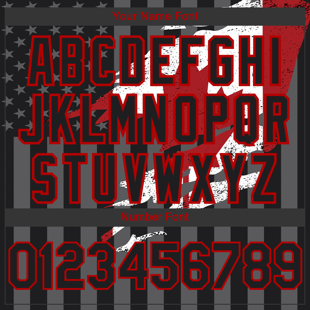 Custom Black Red-Gray Canada Canadian Flag 3D Bomber Full-Snap Varsity Letterman Hoodie Jacket view 5