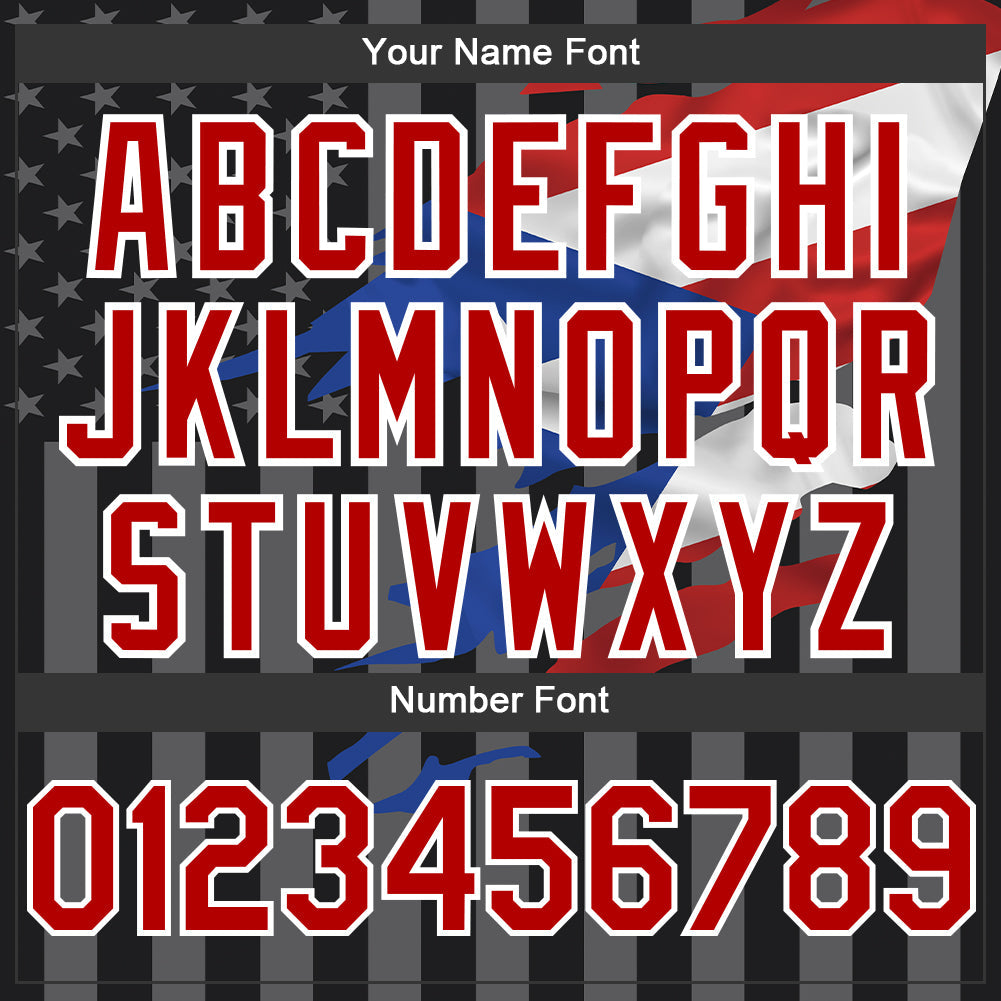 Custom Black Red-Gray Puerto Rico Puerto Rican Flag 3D Bomber Full-Snap Varsity Letterman Hoodie Jacket view 5