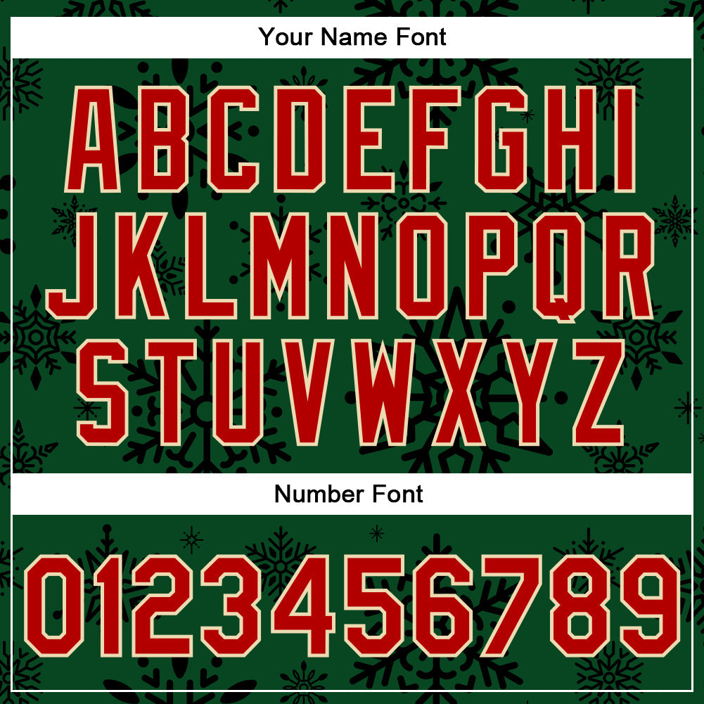 Custom Green Red-Cream Christmas 3D Bomber Full-Snap Varsity Letterman Jacket view 7