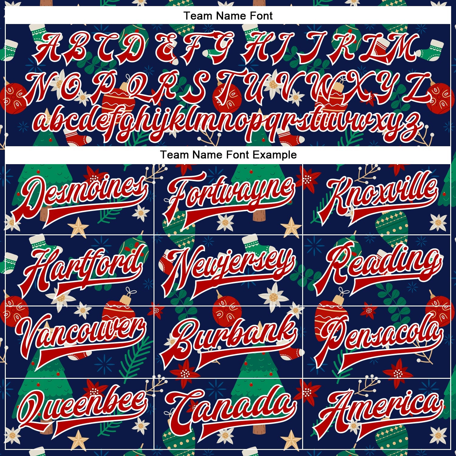 Custom Navy Red-White Christmas 3D Bomber Full-Snap Varsity Letterman Jacket view 6