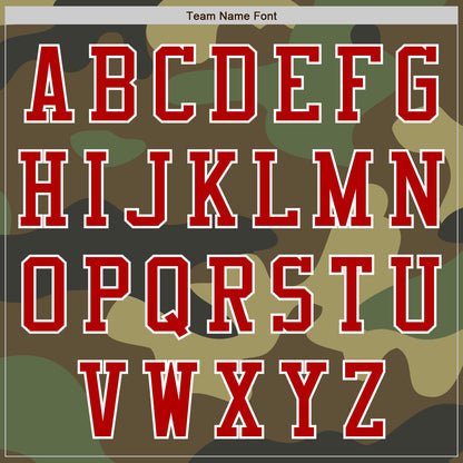 Custom Camo Red-White Bomber Varsity Letterman Salute To Service Zipper Jacket view 5