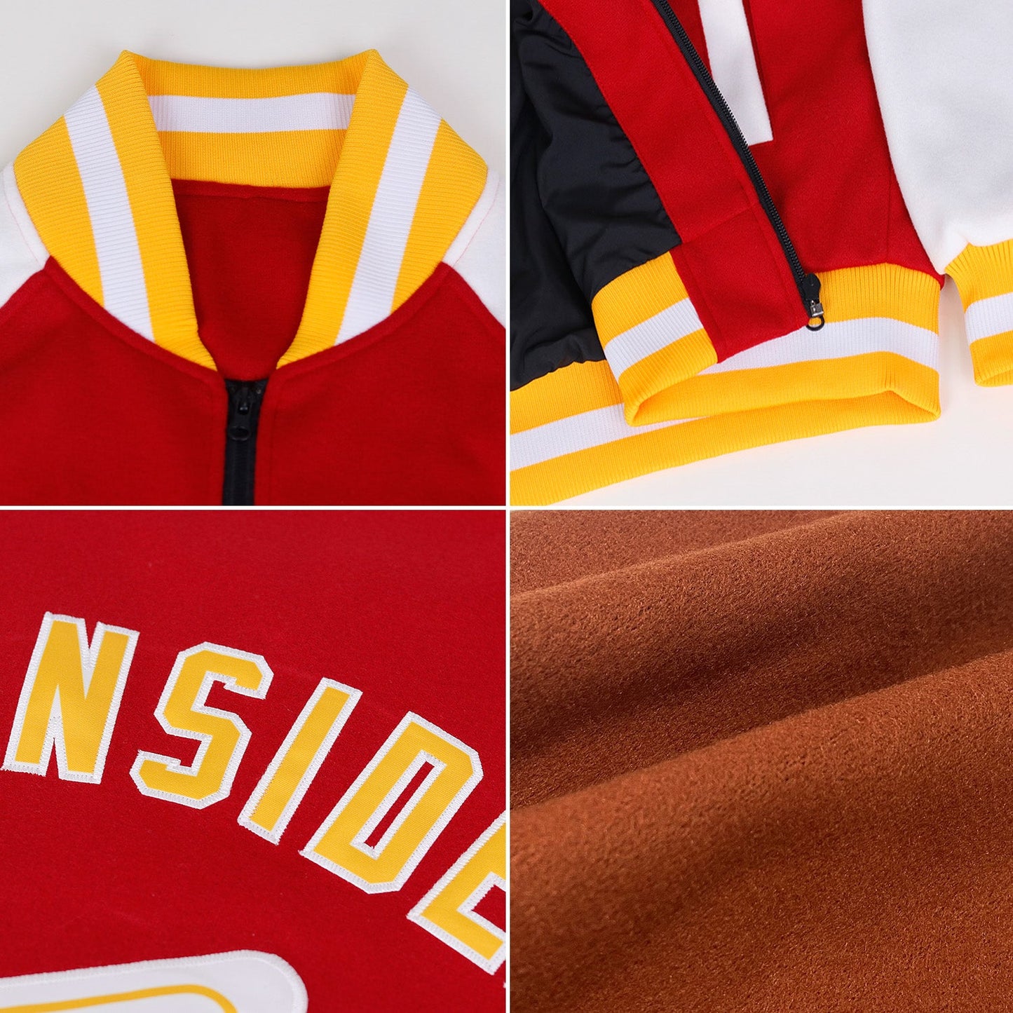 Custom Texas Orange White-Royal Bomber Varsity Letterman Zipper Jacket view 2