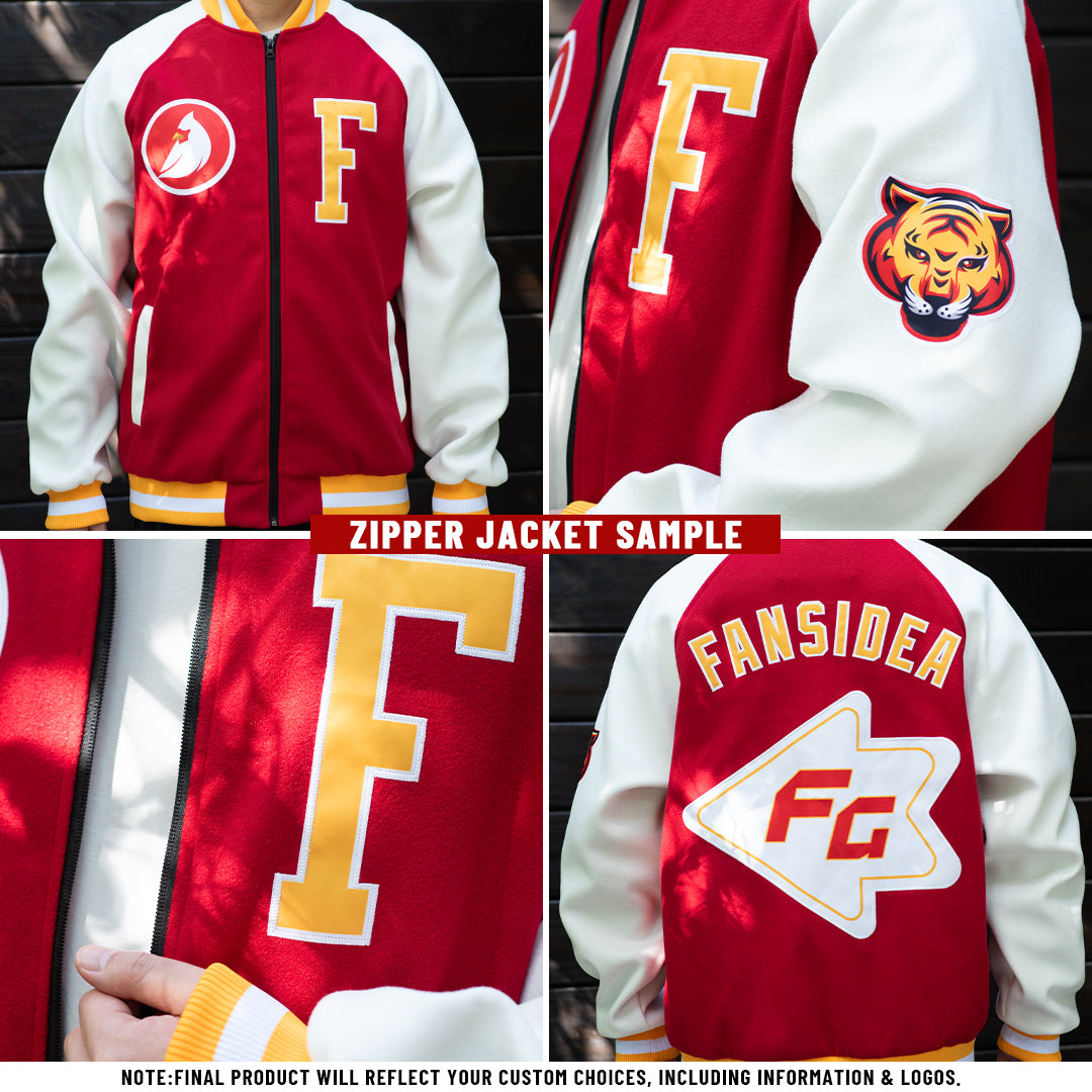 Custom Cream Light Blue Black-Pink Bomber Varsity Letterman Zipper Jacket view 3