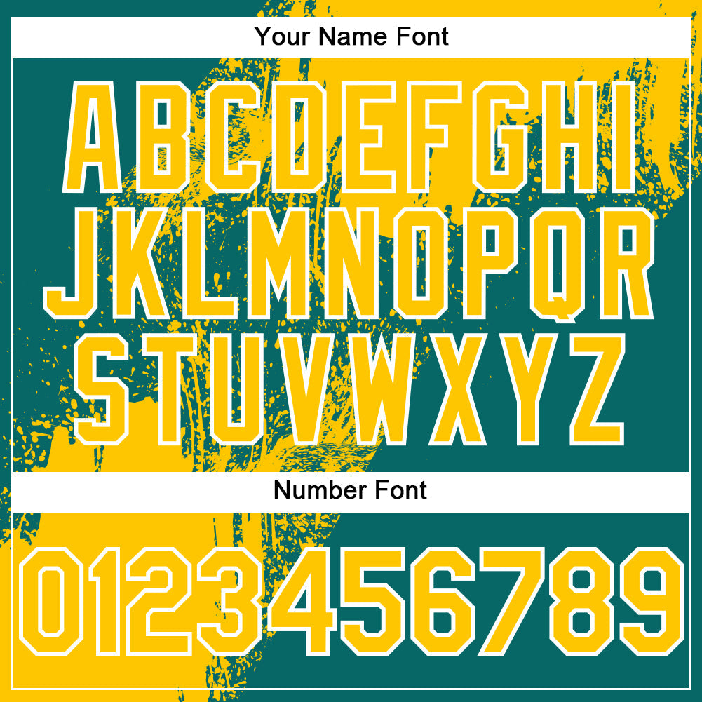 Custom Teal Yellow-White Abstract Brush Stroke 3D Pattern Design Bomber Full-Snap Varsity Letterman Hoodie Jacket view 6