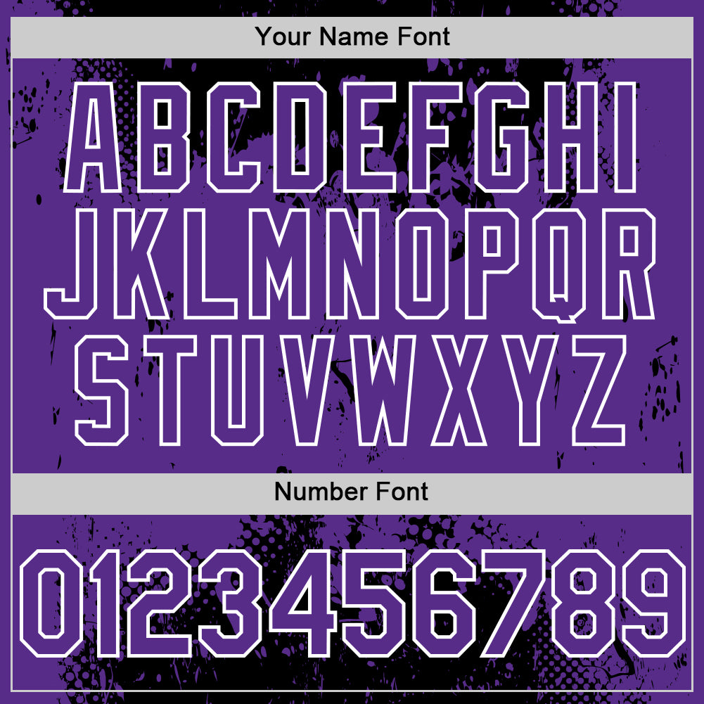 Custom Black Purple-White Splash Art 3D Pattern Design Bomber Full-Snap Varsity Letterman Hoodie Jacket view 6