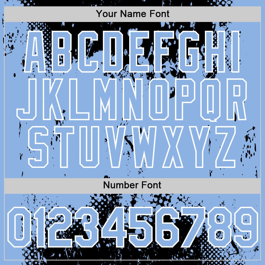 Custom Black Light Blue-White Splash Art 3D Pattern Design Bomber Full-Snap Varsity Letterman Hoodie Jacket view 6