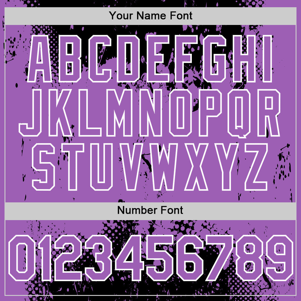 Custom Black Medium Purple-White Splash Art 3D Pattern Design Bomber Full-Snap Varsity Letterman Hoodie Jacket view 6