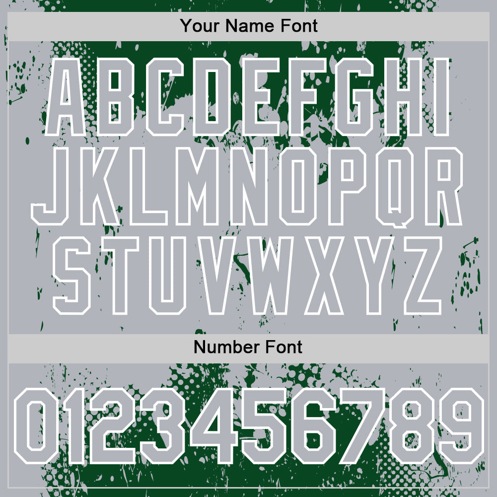 Custom Green Gray-White Splash Art 3D Pattern Design Bomber Full-Snap Varsity Letterman Hoodie Jacket view 6