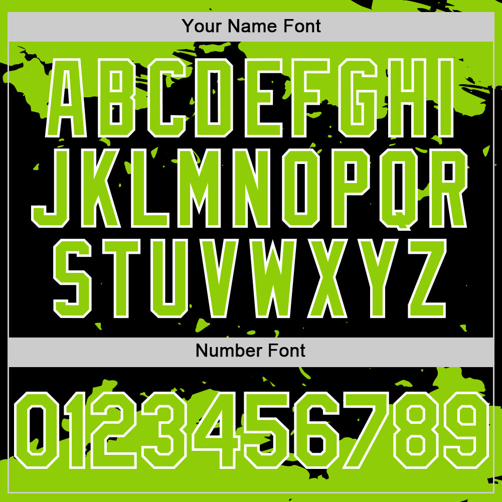 Custom Black Neon Green-White Splash Art 3D Pattern Design Bomber Full-Snap Varsity Letterman Hoodie Jacket view 6