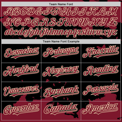 Custom Black Crimson-Cream Splash Art 3D Pattern Design Bomber Full-Snap Varsity Letterman Hoodie Jacket view 5