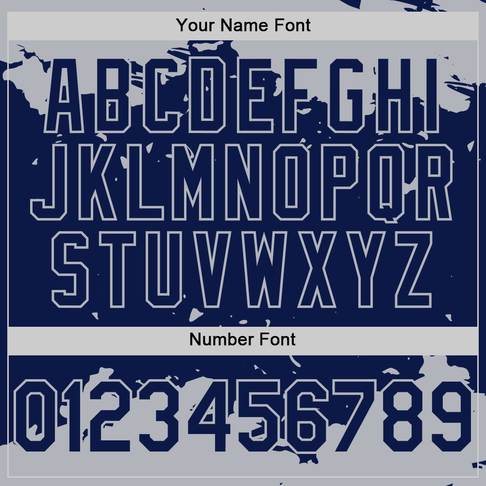 Custom Navy Gray-White Splash Art 3D Pattern Design Bomber Full-Snap Varsity Letterman Hoodie Jacket view 6