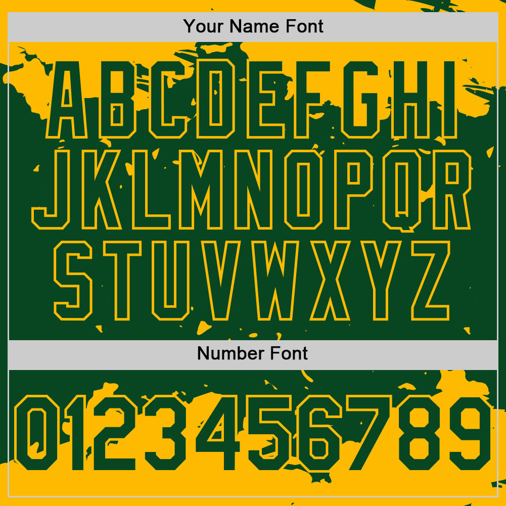 Custom Green Gold Splash Art 3D Pattern Design Bomber Full-Snap Varsity Letterman Hoodie Jacket view 6