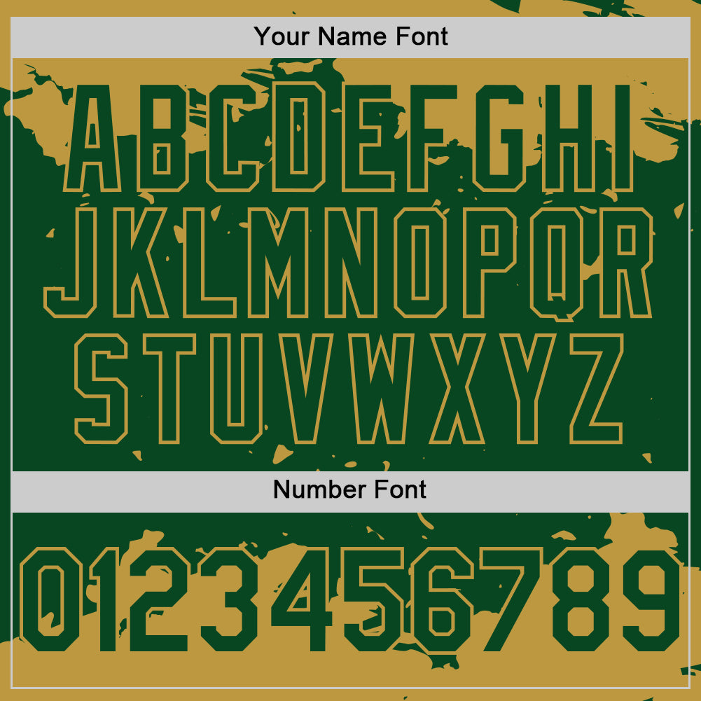 Custom Green Old Gold Splash Art 3D Pattern Design Bomber Full-Snap Varsity Letterman Hoodie Jacket view 6
