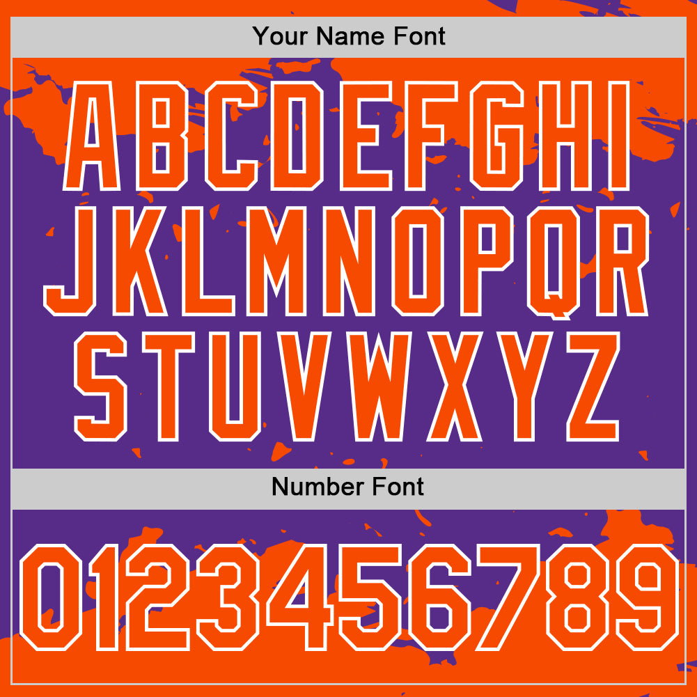 Custom Purple Orange-White Splash Art 3D Pattern Design Bomber Full-Snap Varsity Letterman Hoodie Jacket view 6
