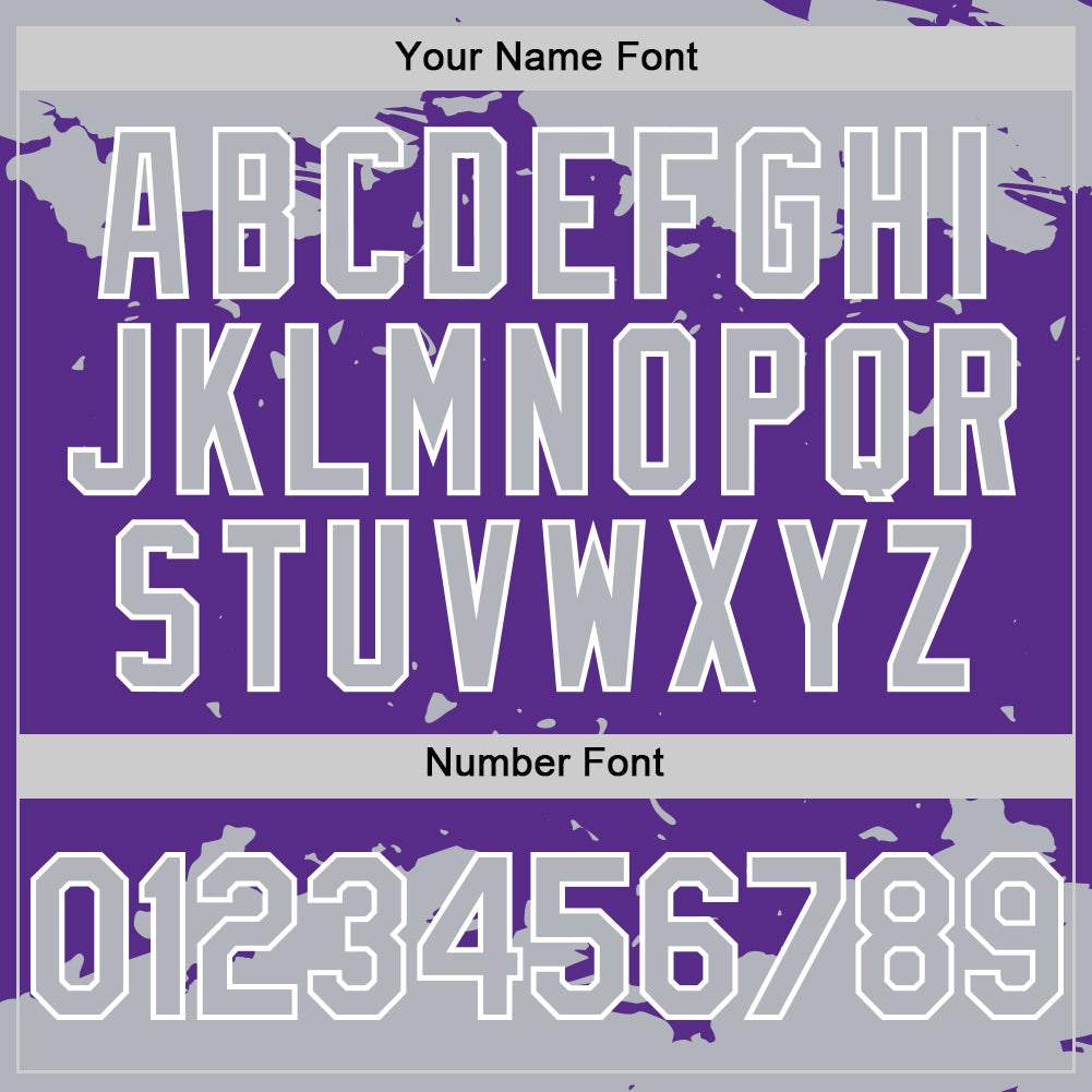 Custom Purple Gray-White Splash Art 3D Pattern Design Bomber Full-Snap Varsity Letterman Hoodie Jacket view 6