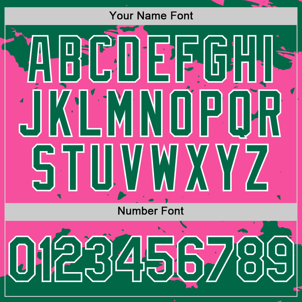 Custom Pink Kelly Green-White Splash Art 3D Pattern Design Bomber Full-Snap Varsity Letterman Hoodie Jacket view 6