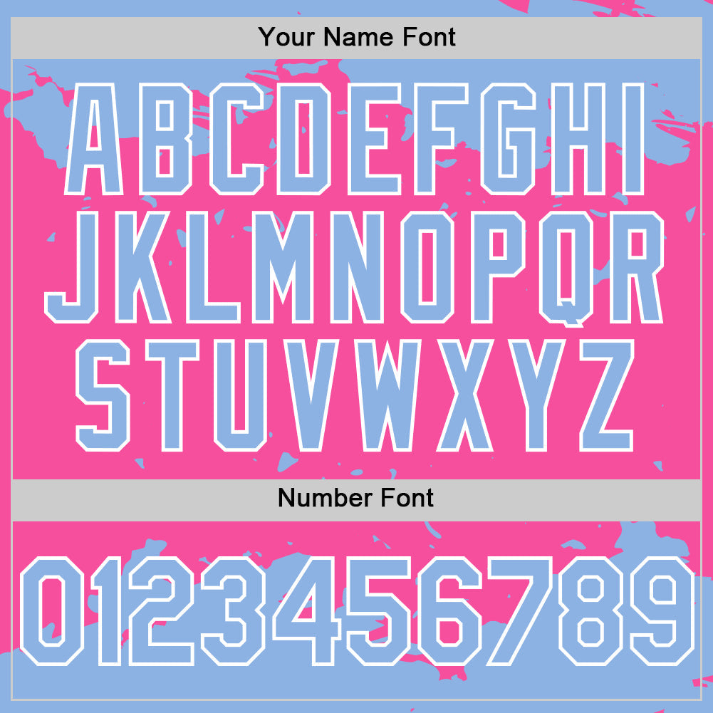 Custom Pink Light Blue-White Splash Art 3D Pattern Design Bomber Full-Snap Varsity Letterman Hoodie Jacket view 6