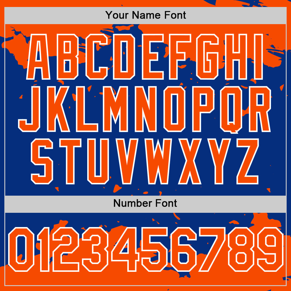 Custom Royal Orange-White Splash Art 3D Pattern Design Bomber Full-Snap Varsity Letterman Hoodie Jacket view 6