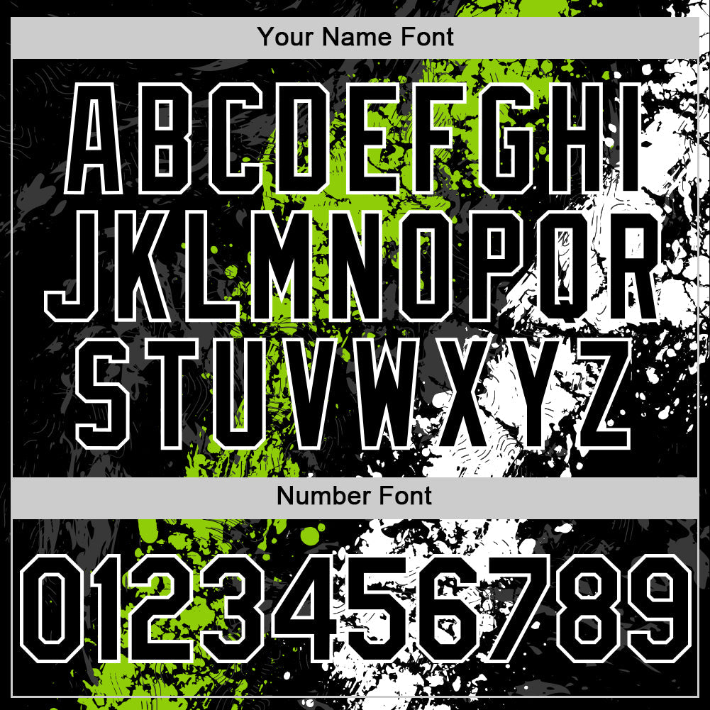 Custom Black Neon Green-White Splash Art 3D Pattern Design Bomber Full-Snap Varsity Letterman Hoodie Jacket view 6